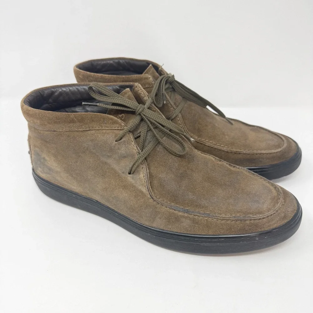 Tods Mens Size 9 Brown Suede Chukka Boots Moc Toe Lace Up Made in Italy